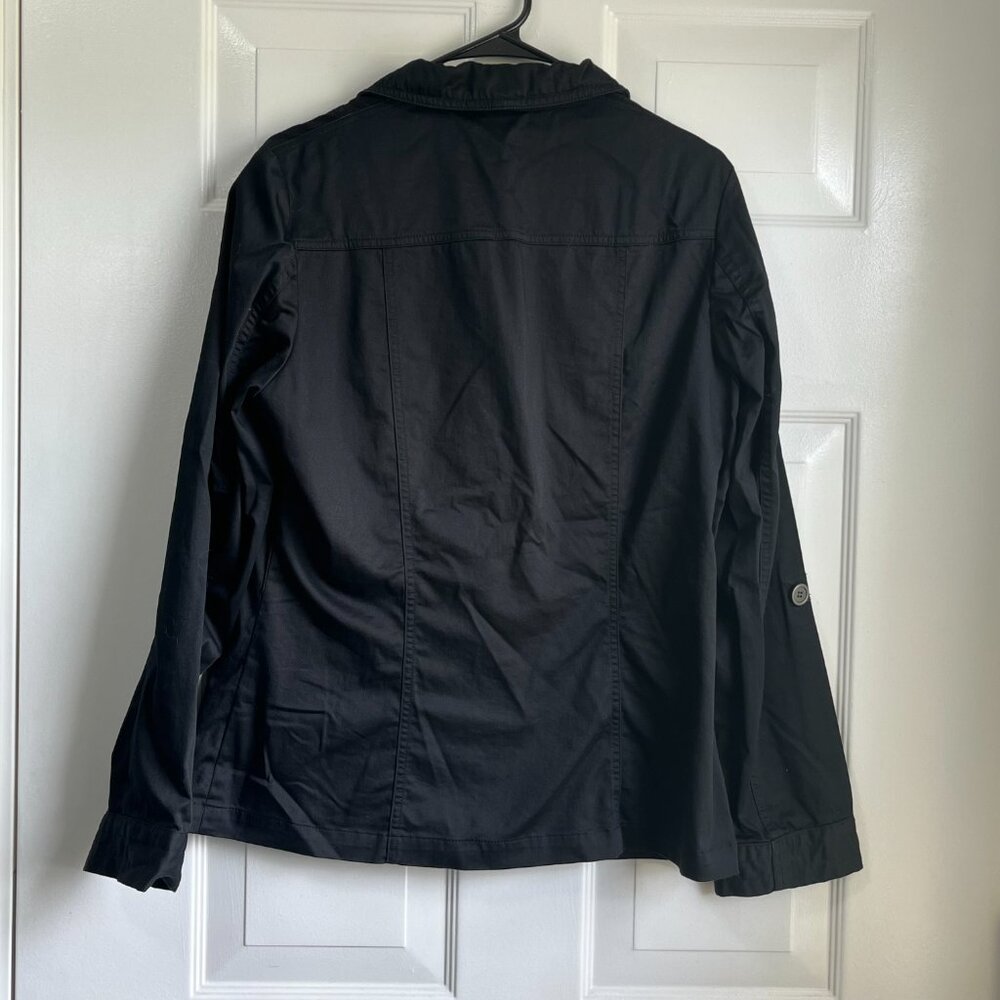 Units Button Down Black Lightweight Preppy Spring Jacket Size Medium Tall - Picture 5 of 7